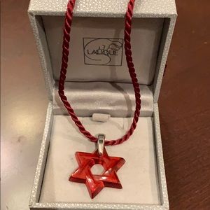 Lalique Etoile De David Red Star Of David Pendant.